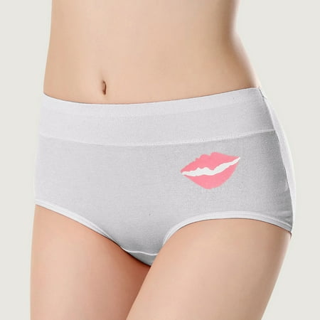 

Panties Clearance Women Low Waist Tummy Control Lip Print Panties Underwear Comfortable Panties White Xxl