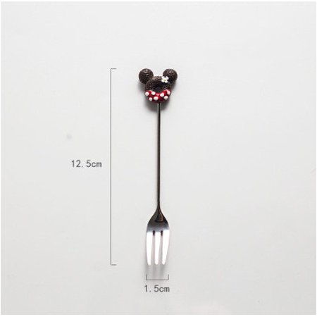 

Livesture Creative And Cute Stainless Steel Donut Spoon Fork Cutlery Dark Red Cartoon Fork