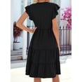 thumbnail image 4 of Women'S Summer Dress V Neck Short Sleeve Midi Sundress Flowy Tiered Beach Dresses with Pockets, 4 of 9