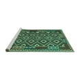 thumbnail image 2 of Ahgly Company Machine Washable Indoor Square Southwestern Turquoise Blue Country Area Rugs, 7' Square, 2 of 4