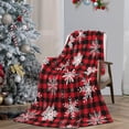 thumbnail image 3 of Red Buffalo Plaid Snowflake Christmas Throw Blanket Christmas Movie Watching Blanket Fleece, Plush, Warm, Cozy Holiday Blanket 40x50 Inches, 3 of 7