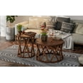 thumbnail image 7 of COZAYH Farmhouse End Table, Rustic Round Side Table with X-Motifs Legs, Wood Textured Top, for Boho, French Country Decor, Brown, 7 of 7