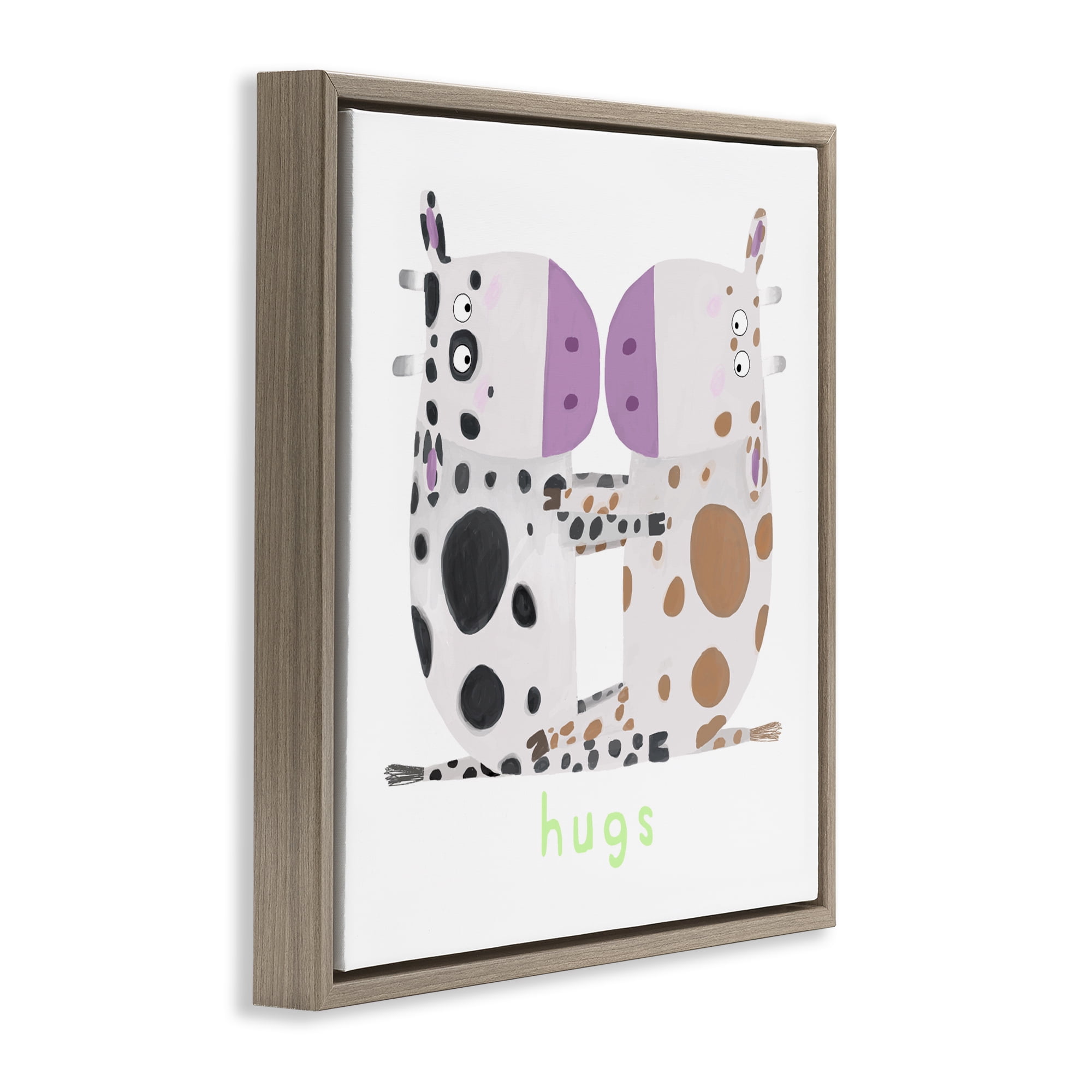 Stupell Industries Cow Hugs Symmetry Brown Framed Floater Canvas Wall Art, design by Carla Daly