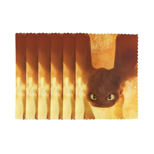 Cómo entrenar a tu dragón Juego de 6 manteles individuales resistentes al calor para mesa de comedor, manteles individuales de tela, manteles individuales de primavera para cocina, para interior y