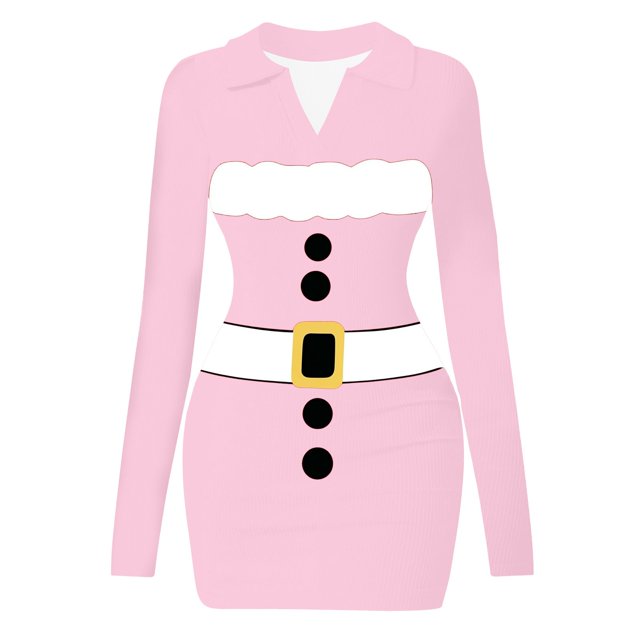 RKSTN Robes pour Femmes Mode Imprimé Arbre de Noël Manches Longues Col Rond Robe Tempérament Swing Robes pour Femmes