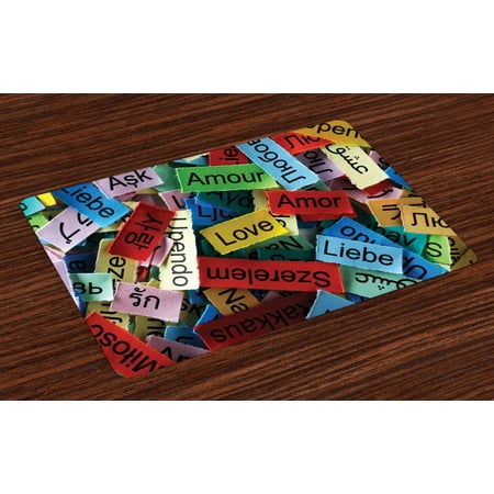 Love Placemats Set of 4 Love Word Cloud Collection in Different Languages French Japanese All Common Artsy Work, Washable Fabric Place Mats for Dining Room Kitchen Table Decor,Multi, by (Best Place To Work In Japan)