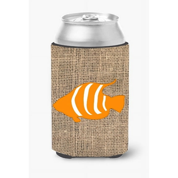Fish Burlap and Orange BB1020 Can or Bottle Hugger