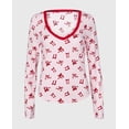 thumbnail image 4 of Long sleeve brushed jersey v-Neck top in Big Sweet Bows, 4 of 5