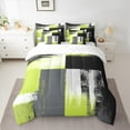 thumbnail image 2 of Manfei Western Artwork Bedding Comforter Set 7-Piece for Adult, Vintage Oil Printing King Bedding Sets, Green Grey Watercolor Reversible Bed Sheets, Super Cozy Room Decor, 2 of 7