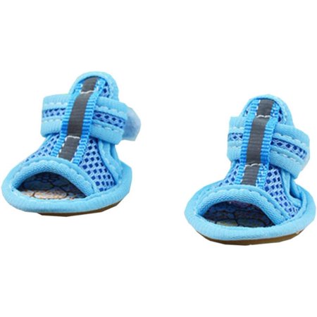 4pcs Dog Shoes for Summer Hot Pavement Breathable Dog Booties Mesh Non Slip Pet Dog Sandals Boots Outdoor Puppy Paw Protector