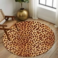 thumbnail image 3 of Round Rugs 5 Ft, Leopard Texture Print Non Slip Area Rugs for Kitchen Bedroom Entryway, Orange Yellow Retro Farmhouse Washable Carpet Runner Rug Floor Mats for Bedroom Home Decor, 3 of 9