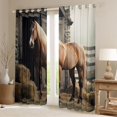 thumbnail image 2 of Castle Fairy Western Animal Horse Black Out Curtains for Children Teenagers,Rustic Farmhouse Cabin Curtains Pack of 2 (42x63 Each),Southwestern Vintage Aesthetic Bedroom Curtains Bedroom Decor, 2 of 6
