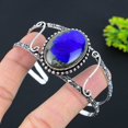 thumbnail image 2 of Natural Lapis Lazuli Gemstone 925 Sterling Silver Cuff Bangle Adjustable, 2 of 2