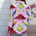 thumbnail image 5 of Women Hawaiian Shirt Summer Hawaii Long Sleeve Tshirts Beach Tropic Print V Neck Button up Tops Floral Soft Cool Tops, 5 of 5