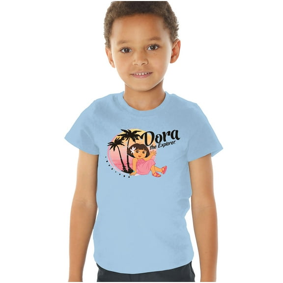 Popfunk Dora The Explorer Tropical Breezes Kids T Shirt (2) for Toddler Boys and Girls, Light Blue