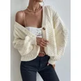 thumbnail image 3 of Solid‑Color Cable Knit Single‑Breasted Long‑Sleeve Cardigan Sweater Top for Women, 3 of 6