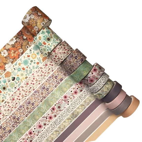 CCOCC 12 Packs Oriental Aesthetic Washi Tape,Vintage Style,Shiny Gold Foil,Ideal for Planners,Art Projects