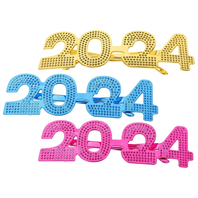 OULII 3 Paires de Lunettes Amusantes pour le Nouvel An, Design Rétro, Forme Carrée, Matériau PC pour Fêtes