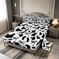 thumbnail image 2 of meiyoeat Black Cow Print Bed Sheets,Princess Ribbon Bows Full Size Sheets,4-Piece1 Flat Sheet, 1 Fitted Sheet and 2 Pillowcases, 2 of 6