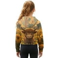 thumbnail image 2 of Xoenoiee Highland Cattle Sunflower Print Sweatshirt for Girls Kids Half Zip Quarter Zipper Pullover Hoodies Tops Long Sleeve Jacket Fall Outfits, 13-14 Years, 2 of 7