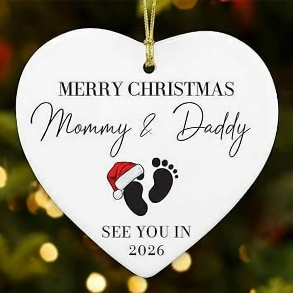 NewEleven New Baby Ornament Merry Christmas Baby See You in 2026, Ceramic Holiday Keepsake, Ornament Gift for Expecting Mom