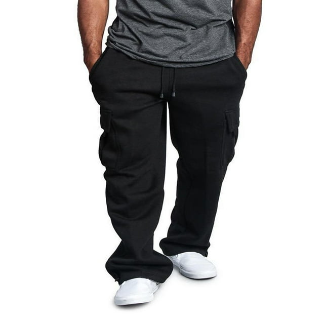 Men Solid Color Sweatpants Casual Style Cargo Pants