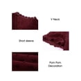 thumbnail image 6 of Asyoly Womens Summer Tops Casual Lace Crochet Swiss Dots V Neck Short Sleeve Shirts Loose Solid Pom Pom Blouses, 6 of 7