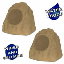 Theater Solutions 2R8S Outdoor Sandstone 8" Rock 2 Speaker Set for Deck Pool Spa Yard Garden
