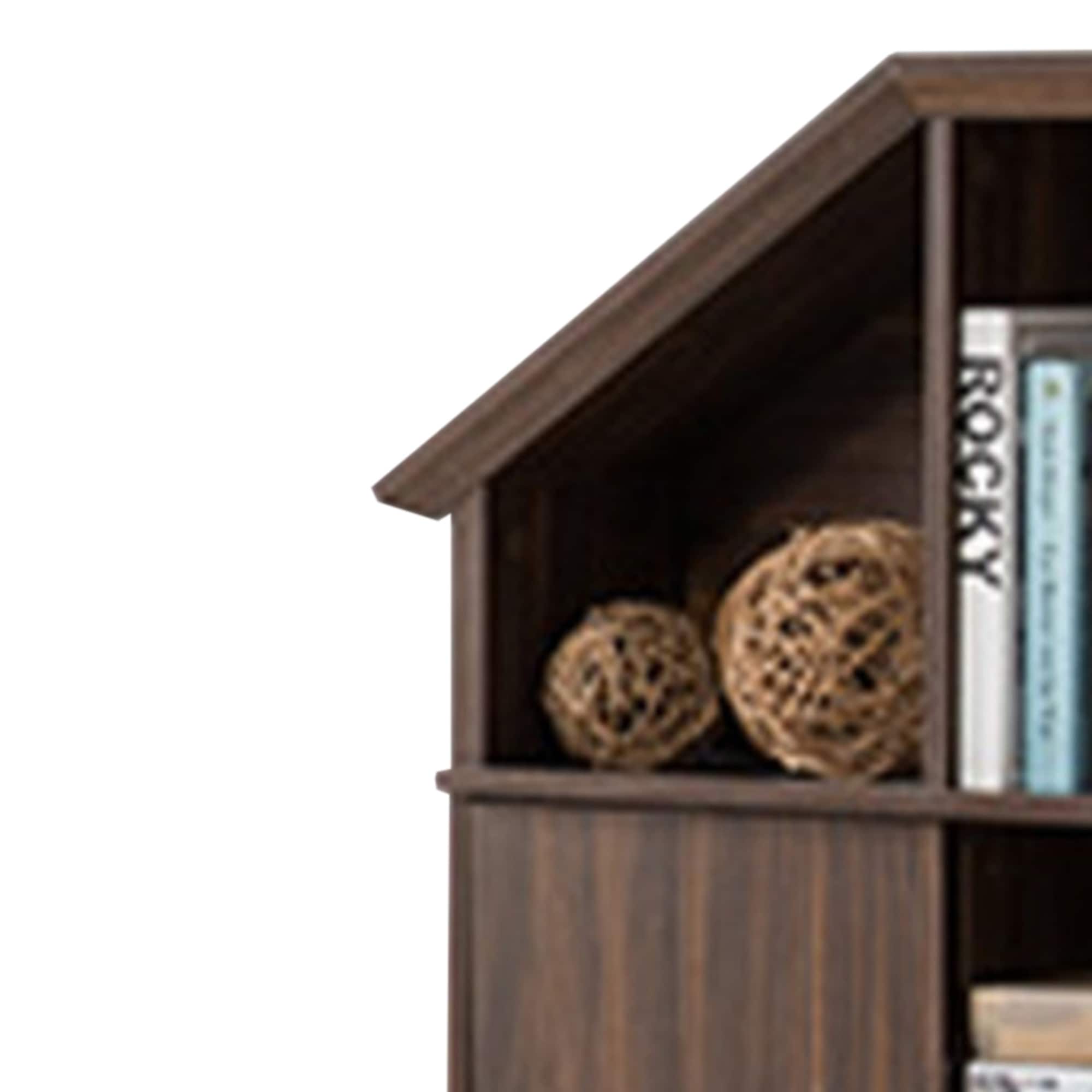 Benzara Twin Size Hut Style Bookcase Headboard In Wood, Dark Walnut Brown - image 5 of 5