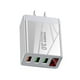 thumbnail image 2 of Cargador de teléfono USB 3 puertos Cargador LED Adaptador de carga de carga rápida portátil, blanco, enchufe de EE. UU. Inevent EL001125-04B, 2 of 7