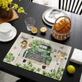 thumbnail image 3 of Saint Patrick's Day Placemats Set of 8, Green Truck Leaves Floral Farmhouse Placemats for Dining Table, Place Mats for Kitchen Tabletop, Waterproof Wipeable Dining Table Mats Set, 3 of 9