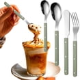 thumbnail image 1 of Yuehao 4 Pcs Stainless Steel Cutlery Set, French Style Flatware with Colorful Handles, Dishwasher Safe fork and Spoon Set for Home, Restaurant, and Outdoor Dining (Green), 1 of 8