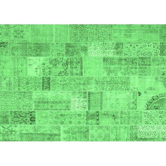 Ahgly Company Indoor Rectangle Patchwork Emerald Green Transitional Area Rugs, 8' x 12'