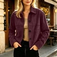 thumbnail image 4 of GUACER Womens Faux Suede Jackets Trendy Button Down Collared Shacket Casual Lightweight Cropped Jackets with Pockets, 4 of 6