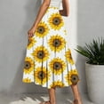 thumbnail image 3 of cocolona Womens Summer Elastic Waist Flowy Long Skirts Fashion Floral Print Beach Vacation Boho A Line Skirts Comfy Midi Skirts for Women Yellow XL, 3 of 6