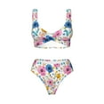 thumbnail image 4 of Rocae Rose Flowers for Bikini Set for Women Two Piece Sexy High Swimsuits Split Crossover Bikini Large, 4 of 9