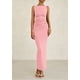 thumbnail image 3 of Vestido midi PRETTYGARDEN para mujer 2025 con pliegues fruncidos, color rosa, 3 of 9