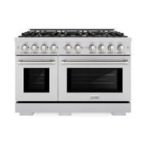 ZLINE 48" 6.7 cu. ft. Select Double Oven Dual Fuel Range in Stainless Steel with 8 Brass Burners, HDR-BR-48
