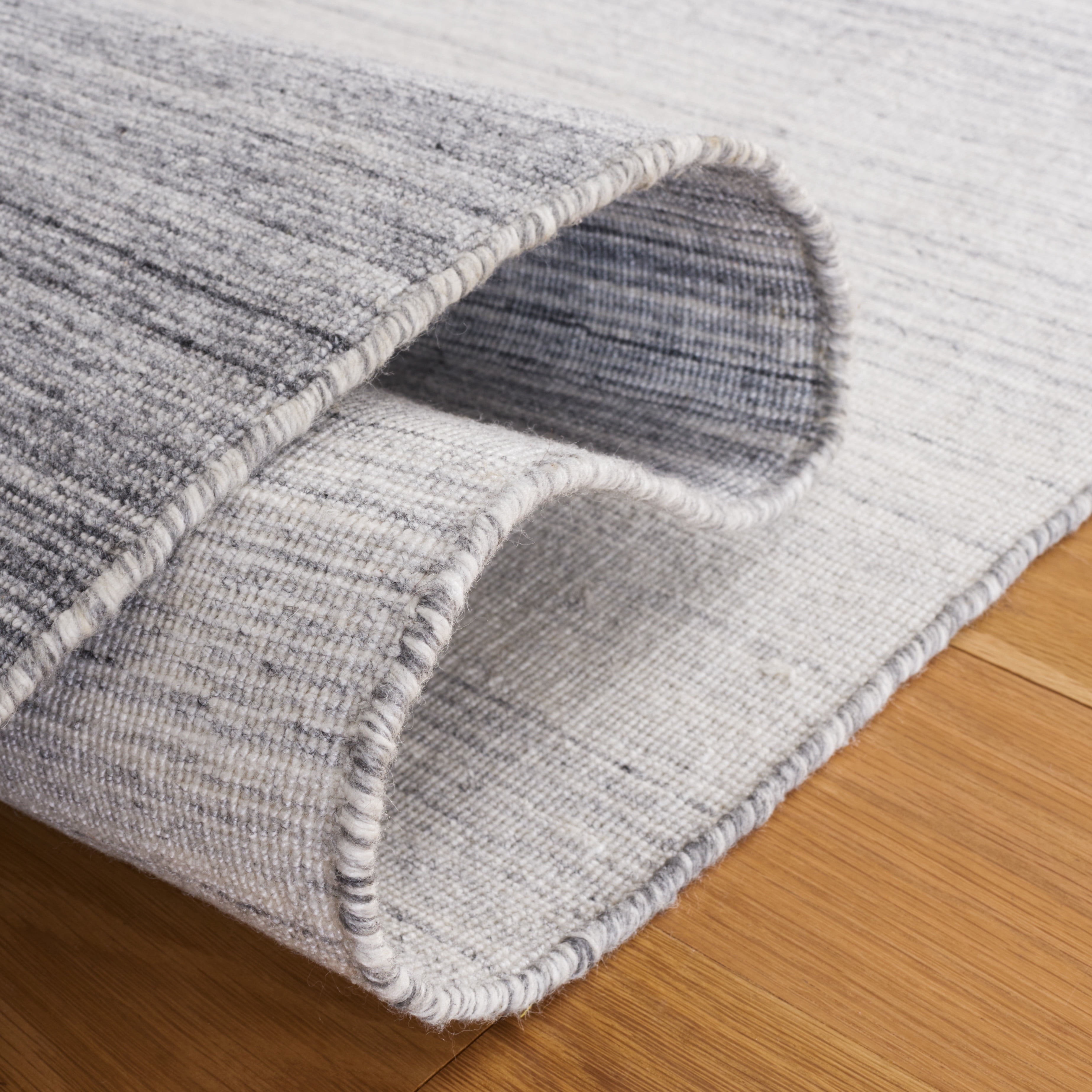 SAFAVIEH Kilim Cayley Striped Polyester Runner Rug, Dark Grey/Ivory, 2'3" x 9'
