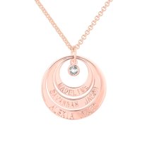 Personalized Planet Women's Engraved Nesting Circles with Birthstone Necklace