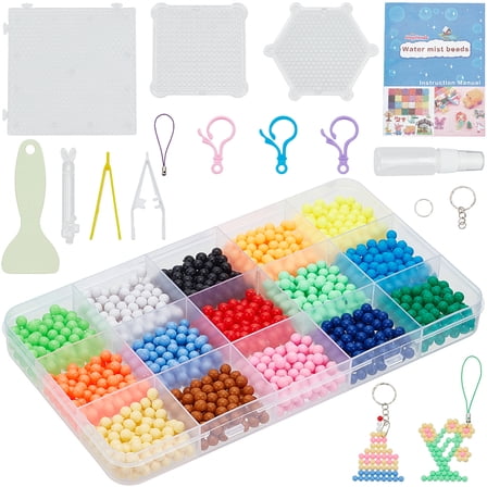 1set 15 colors Perlers Bead Kit Water Perlers Beads Bead Bulk Water Magic Beads Colorful Plastic No Heat Bead Non Iron Beads for Crafts DIY Christmas Holiday Birthday Gift Supplies