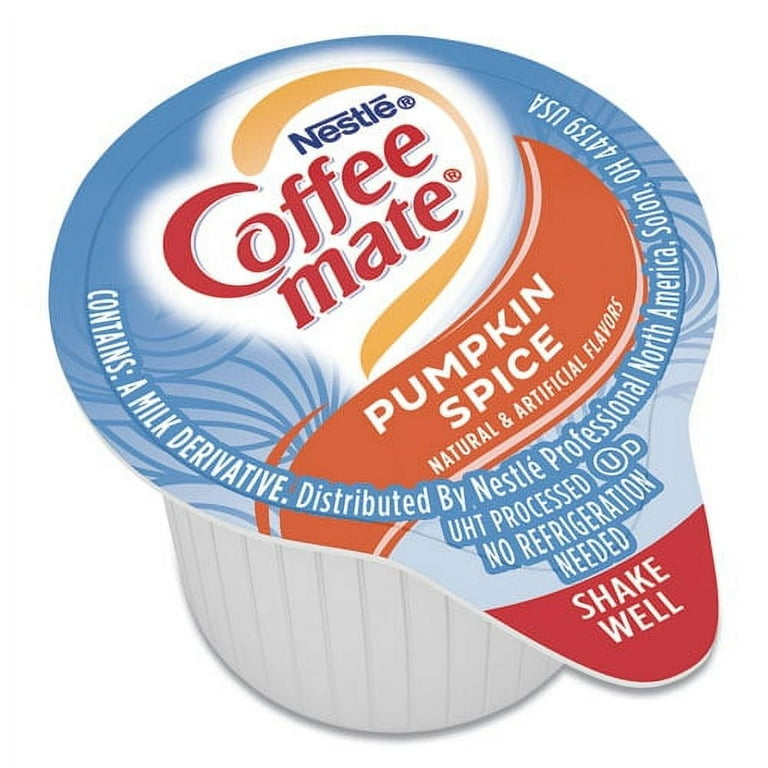 Liquid Coffee Creamer, Pumpkin Spice, 0.38 oz Mini Cups, 50/Box Liquid Coffee Creamer, Pumpkin Spice, 0.38 oz Mini Cups, 50/Box