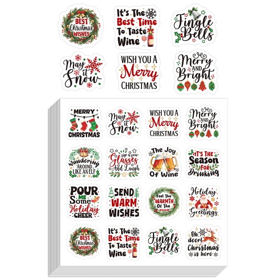 Christmas 8Pcs PVC Waterproof Static Stickers Word 200x200mm