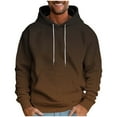 thumbnail image 2 of Zylanna Men's Hoodie Pullover, with Drawstring Fleece Lined Gradient Color Pockets Casual Sweatshirts for Men Brown, 2 of 5