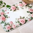 thumbnail image 5 of Pink Rose Floral 16x24 Flannel Bath Mat for Bathroom, Anti-Slip Backing Soft Bathroom Rug, Washable Water Absorbent Mat, 5 of 8