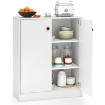 Storage Cabinet with Doors, Kitchen Cabinets with 3-Tier Shelves, Wood Sideboard Buffet, Freestanding Entryway Cabinet, Modern Floor Cabinet for Hallway, Living Room, Dining Room