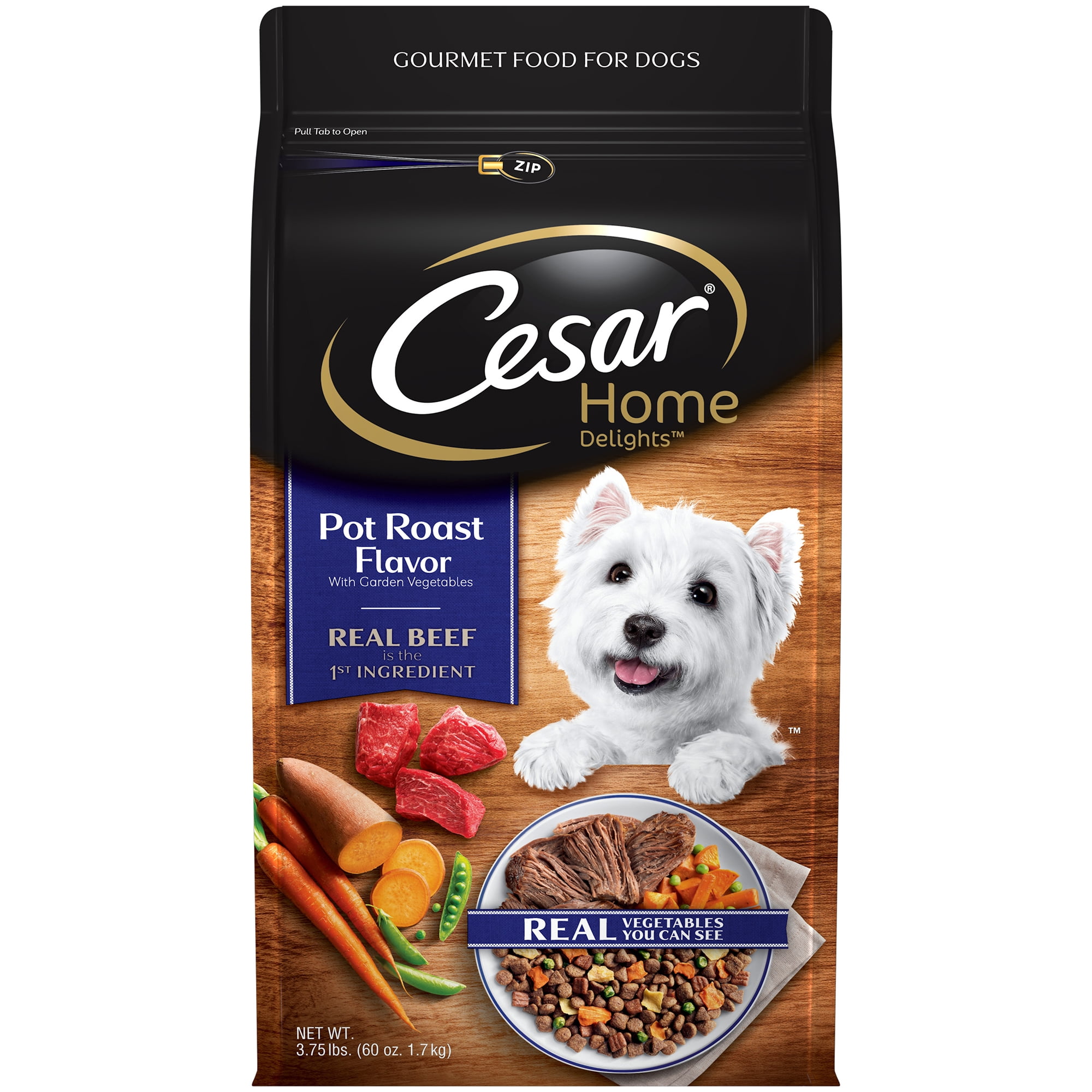 Cesar Home Delights Dry Dog Food Pot Roast Flavor with Garden