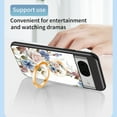 thumbnail image 4 of Feishell Compatible with Google Pixel 9 / 9 Pro Flower Pattern Case with Diamond Ring Holder Support Magnetic Car Mount,Shockproof Luxury Glossy Glass Slim Phone Case for Women Girls,C, 4 of 13