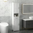 thumbnail image 6 of kleankin Slim Bathroom Storage Cabinet, Tall Bathroom Cabinet, Linen Tower with Open Shelf, Drawer, Recessed Doors, and Adjustable Shelves, White, 6 of 9