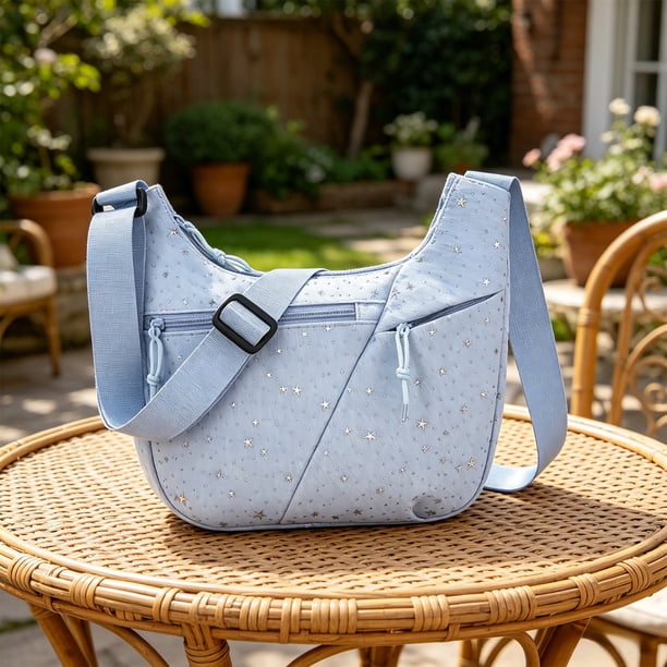 Bolso bandolera con estampado de estrellas y correa ajustable: bolso de hombro ligero para el día a día, la escuela, los viajes, las compras y actividades al aire libre.